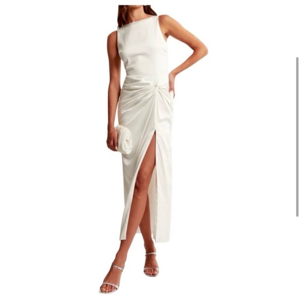 Elegant White High Neck Dress